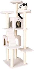 Cat Tree - Ivory Multi-Level Play Structure with Ramp & 2 Condos