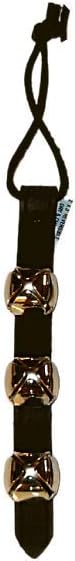 Warner Arctic Sleigh Bells Decorative Leather Strap Door Bells USA (10" with 3 Bells, Black Leather with Silver Bells)