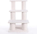 Cat Tree Tower, White Fleece, 3-Tier Multi-Level Climbing Activity Center with Stable Support Pillars, 25 Inches Tall, Ideal for Senior Pets, 17x25x25 Inches