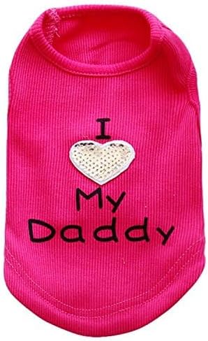 Dog Shirts Slogan Vest I Love My Daddy/Mommy Cute Heart T-Shirt Clothes for Chiuahaha Poodle Teacup Shihtzu Yorkie Bulldog Small Puppy Costume