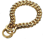 Gold Dog Collar 18K Gold P Chain 11MM/15MM/19MM Cuban Link Chain Collar Walking Trainning for Small Medium Large Dogs 12inch to 26inch(15mm,12inch)