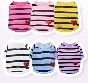 Dog Shirts for Small Dogs, Striped T-Shirts Dog Vest Pet Apparel Tee Shirts Spring Summer Suitable for Small and Medium Large Pets French Bulldog Bichon, Purple XS