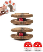 2 Pack Cat Scratcher, Magic Organ Cat Toy Scratching Board with Bell Balls, Reversible Corrugated Cardboard for Pet Claw Care