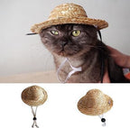 Cute Mini Pet Summer Straw Hat, Adjustable Outdoor Small Cat Dog Sunhats, Pet Supplies Cute Costume,Beach, Outdoor, Casual Novelty Practical Apparel and Accessories