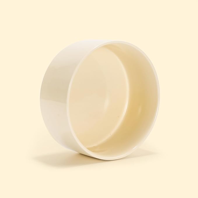 SPUNKYJUNKY 13.5OZ Ceramic Dog and Cat Bowl, Modern Cute Weighted Food Water Bowl for Replacement Beige (2 Pack)