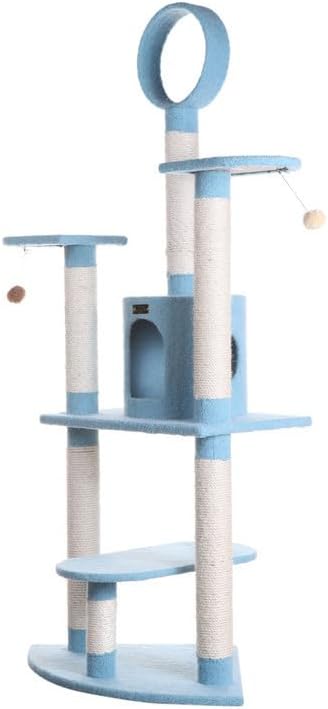 Maykoosh Cat Tree 65 Inch Multi-Level Tower with Scratching Posts & Condo - Sky Blue