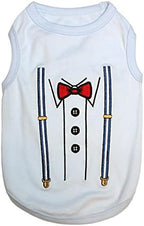 Parisian Pet Dog Shirt – 100% Cotton Bow Tie Shirts for Medium Dogs – Sleeveless Puppy Clothes – Lightweight and Breathable Pet Apparel – Formal Tuxedo Boy Dog Clothes - Stretchy T Shirts for Dogs