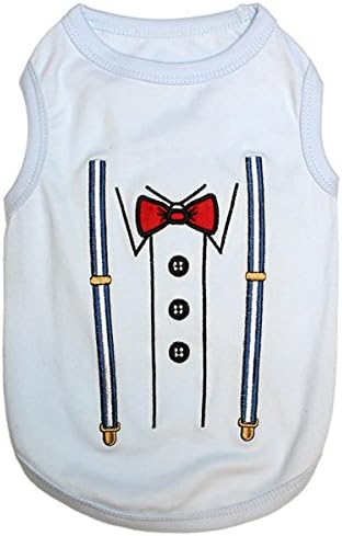 Parisian Pet Dog Shirt – 100% Cotton Bow Tie Shirts for Medium Dogs – Sleeveless Puppy Clothes – Lightweight and Breathable Pet Apparel – Formal Tuxedo Boy Dog Clothes - Stretchy T Shirts for Dogs