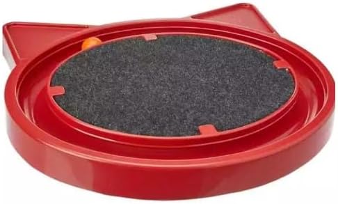 Cat Toy with Scratcher Pad and Rolling Ball – Oval Track for Independent Play and Instinct Stimulation (RED)