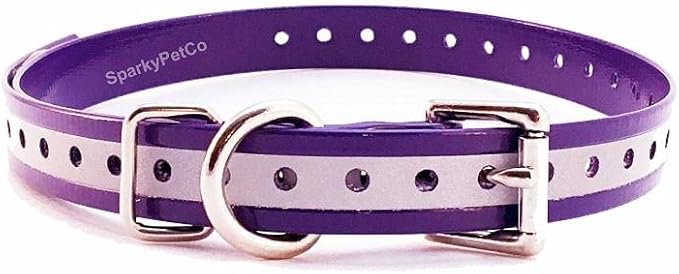 Replacement Strap for Dogtra Collars - 3/4" Wide Ultra-Durable Dog E-Collar Replacement for Training, Bark, Shock, Electric, and GPS Collars - 28" Adjustable Length Reflective Purple