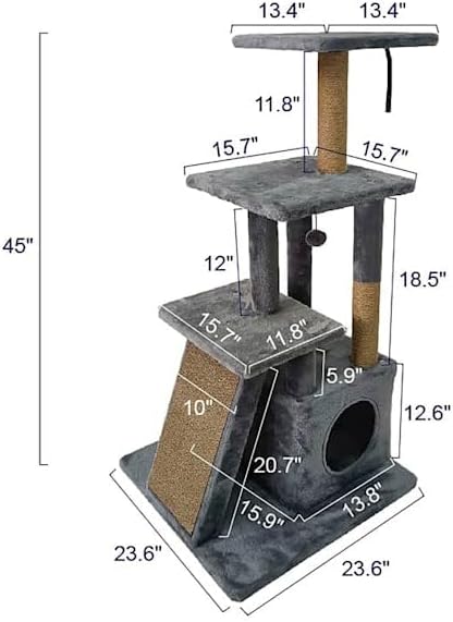 EveryYay by Petco Cozy Condo 4-Level Cat Tree with Ramp for Large Cats 45.1" H