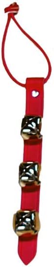 Warner Arctic Sleigh Bells Decorative Leather Strap Door Bells USA (10" with 3 Bells, Red Leather with Silver Bells)