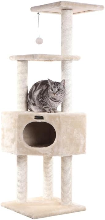 Maykoosh Cat Tree 3 Level Condo Beige - Modern Cat Tower for Indoor Cats