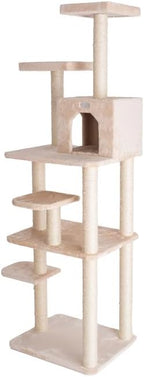 Maykoosh 74" Cat Tree - 7 Level Condo, 2 Perches, Playhouse & Faux Fur