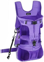 PetBonus Pet Front Dog Carrier Backpacks, Adjustable Pet Backpack, Legs Out Easy-fit Puppy Chest Carrier for Medium Small Dogs, Hands Free for Hiking, Cycling (Purple, L)