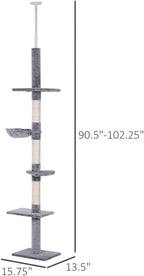 Premium Floor-to-Ceiling Cat Tree with Multiple Perches, Scratching Posts and Cozy Condos for Indoor Feline Play and Rest