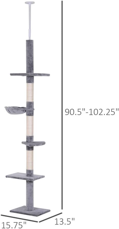 Premium Floor-to-Ceiling Cat Tree with Multiple Perches, Scratching Posts and Cozy Condos for Indoor Feline Play and Rest