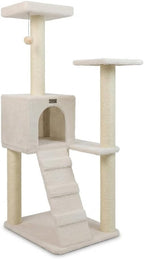 Multi-Level Cat Tree with Sisal Scratching Posts, Cozy Condo, Perches, Ladder and Hanging Toy, Beige, 53 Inches Tall