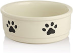 Sweejar Ceramic Dog Bowls with Paw Pattern, Dog Food Dish for Small Dogs, Porcelain Pet Bowl for Water 16 Fl Oz (Beige)