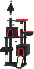 Stylish Cat Tree Tower with Sisal Scratching Posts, Cozy Condo, and Plush Perches for Climbing, Resting, and Play (Black Multi + Cotton + Particle Board)