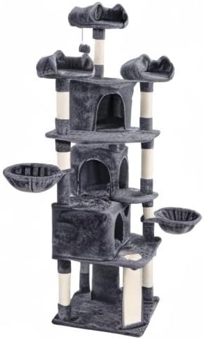 Topeakmart Cat Trees and Cat Towers for Large Inoor Cats, 76.5'' Extra Big Cat Tree with Scratching Posts, Cozy Perches, Warm Condos for Indoor Kittens Play & Rest
