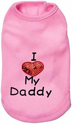 Dog Shirts Slogan Vest I Love My Daddy/Mommy Cute Heart T-Shirt Clothes for Chiuahaha Poodle Teacup Shihtzu Yorkie Bulldog Small Puppy Costume