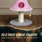 VINGLI 59in Large Christmas Tree Cat Tower for Indoor Cats, Pink Cat Tree with 2 Cat Condos & Scratching Post, Soft Fleece Multi-Level Cat Tower with Teaser Toy, Sturdy Wide Base & Built-in Openings