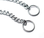 Silver Flat Link Metal Dog Collar,Training Heavy Duty Martingal Collar for Dogs,Adjustable P Slip Link Dog Chain Collar for Small Medium Large Big Dog S