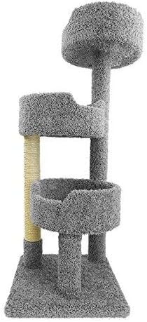 Maykoosh Artisanal Abode Sturdy Tower with Beds - 30" L x 29" W x 54" H, for All Breed Sizes for Scratching, Climbing, Cuddling, Extra Thick Base Gray/26 L x 20.5" W x 52" H