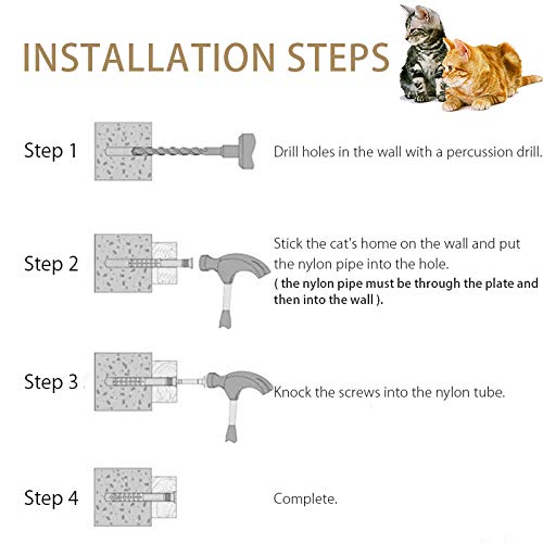 9pcs Wall Wood Climber Set - 2 Cat Condos Houses & 4 Shelves & 2 Ladders & 1 Sisal Cat Scratching Post Cat Steps, Perch & Bed