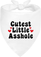 Cutest Little Asshole White Dog Bandana, Cute Soft Pet Scarf Decor, Funny Pet Bandanas Accessories for Outdoor Camping Playtime, Birthday Thanksgiving Gifts for Pet Lover Dog Mom Dad