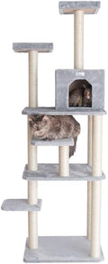 Maykoosh 74" Cat Tree - 7 Level Condo, 2 Perches, Playhouse & Faux Fur