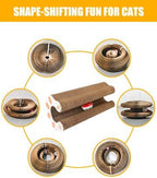 2 Pack Cat Scratcher, Magic Organ Cat Toy Scratching Board with Bell Balls, Reversible Corrugated Cardboard for Pet Claw Care