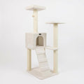 Multi-Level Cat Tree with Sisal Scratching Posts, Cozy Condo, Perches, Ladder and Hanging Toy, Beige, 53 Inches Tall