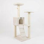 Multi-Level Cat Tree with Sisal Scratching Posts, Cozy Condo, Perches, Ladder and Hanging Toy, Beige, 53 Inches Tall