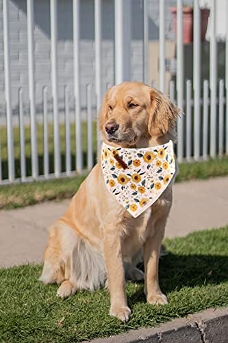 Elegant little tail Dog Bandanas - 1Pack Sunflower Print Washable Scarf Female Square Dog Bib Kerchief Scarf Adjustable Pet Bandana for Small Medium Dogs