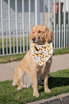 Elegant little tail Dog Bandanas - 1Pack Sunflower Print Washable Scarf Female Square Dog Bib Kerchief Scarf Adjustable Pet Bandana for Small Medium Dogs