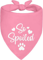 So Spoiled Pink Dog Bandana, Cute Love Printing Bandanas Decor, Funny Pet Scarf Accessories Photo Prop for Get-Together, Birthday for Girl Puppy Owner Pet Mom Dad