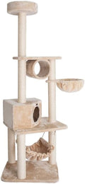 Maykoosh Cat Tree Tower with Hanging Basket & Hammock - 72" Beige Cat Furniture