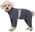 Polar Fleece Dog Pajamas Bodysuit - Small to Medium Dogs, Winter Jacket & Sweater Vest, Four-Legged Warm Clothes in Dark Grey