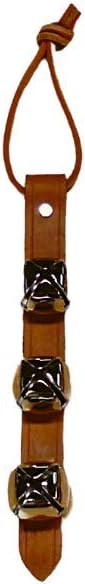Warner Arctic Sleigh Bells Decorative Leather Strap Door Bells USA (10" with 3 Bells, Tan Leather with Silver Bells)