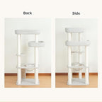 Cat Tree for Large Cat, Modern Senior Friendly Cat Tower with Wide Shelves Low Step, Cotton Scratching Posts, Super Sturdy Base, Cozy Perches, and Interactive Toys (Gray)