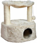 TRIXIE Baza Grande Cat Scratching Post 23,6 Inch - with Durable Sisal Rope and with Fluffy Hammock, Dangling Cat Toy & Cuddly Cat Cave - in Cream