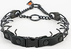 Herm Sprenger Quick Release Dog Training Collar Black Stainless Steel No Pull Collar Easy Leather Buckle Release Unique Tactical Look for Small Dogs (12-19" Neck 2.25mm Links)