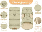 Winter Warm Dog Jacket for Small Medium Dogs Cat Cold Weather Coats with Harness Paded Dogs Fleece Vest Waterproof Windproof Dog Snow Jacket Pet Puppy Clothes (Khaki,XL)