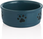 Sweejar Ceramic Dog Bowls with Paw Pattern, Dog Food Dish for Medium Dogs, Porcelain Pet Bowl for Water 35 Fl Oz (Fog Blue)