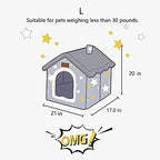 Dog House Indoor, Foldable Soft Kennel Bed Warm Cat Nest Puppy Cave with Cushion for Small Medium Large Dogs Cats (L-Within 30 lbs)