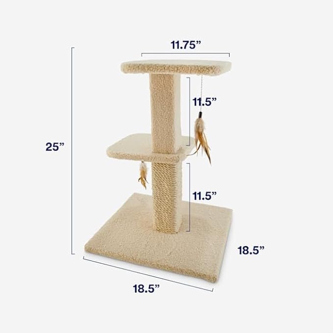 EveryYay by Petco Lookout Loft 2-Level Cat Tree with Scratch Posts & Toys 25" H