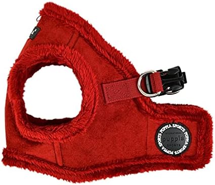 Puppia Terry Vest Dog Harness Step-in Winter Suede Warm No Choke No Pull Training Walking for Small and Medium Dog, Wine, X-Large