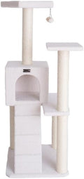 Maykoosh Cat Tree 24" x 22" x 53" - Ivory Faux Fur - Scratching Posts & Ramp